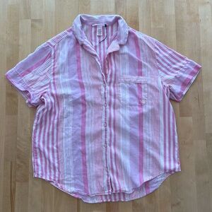Victoria’s Secret Pink and White Striped Short Sleeve Pajama Top